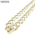 10K Gold- Solid Cuban Link Diamond Cut (Pave) Chain