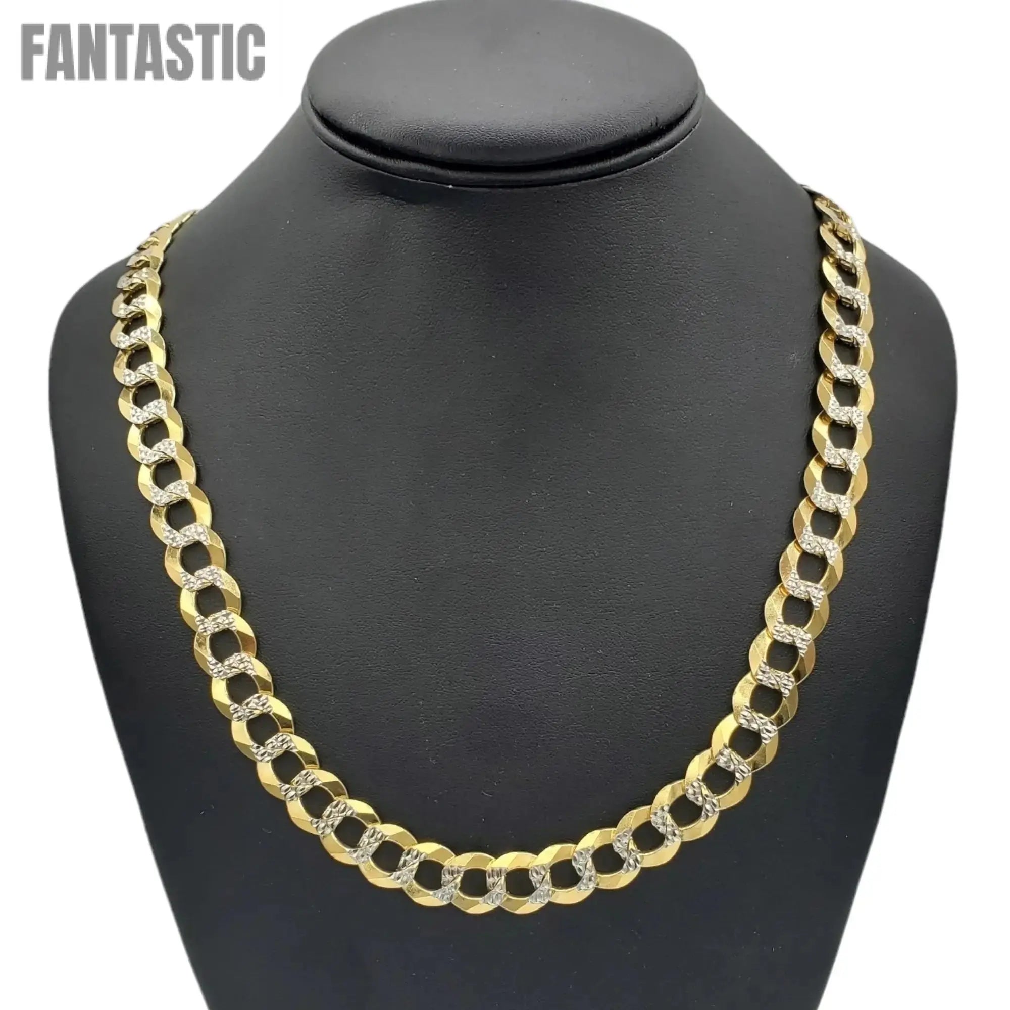 10K Gold- Solid Cuban Link Diamond Cut (Pave) Chain
