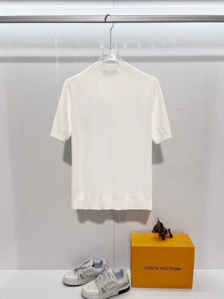 LV Embroidered Knitted Crew Neck T-Shirt