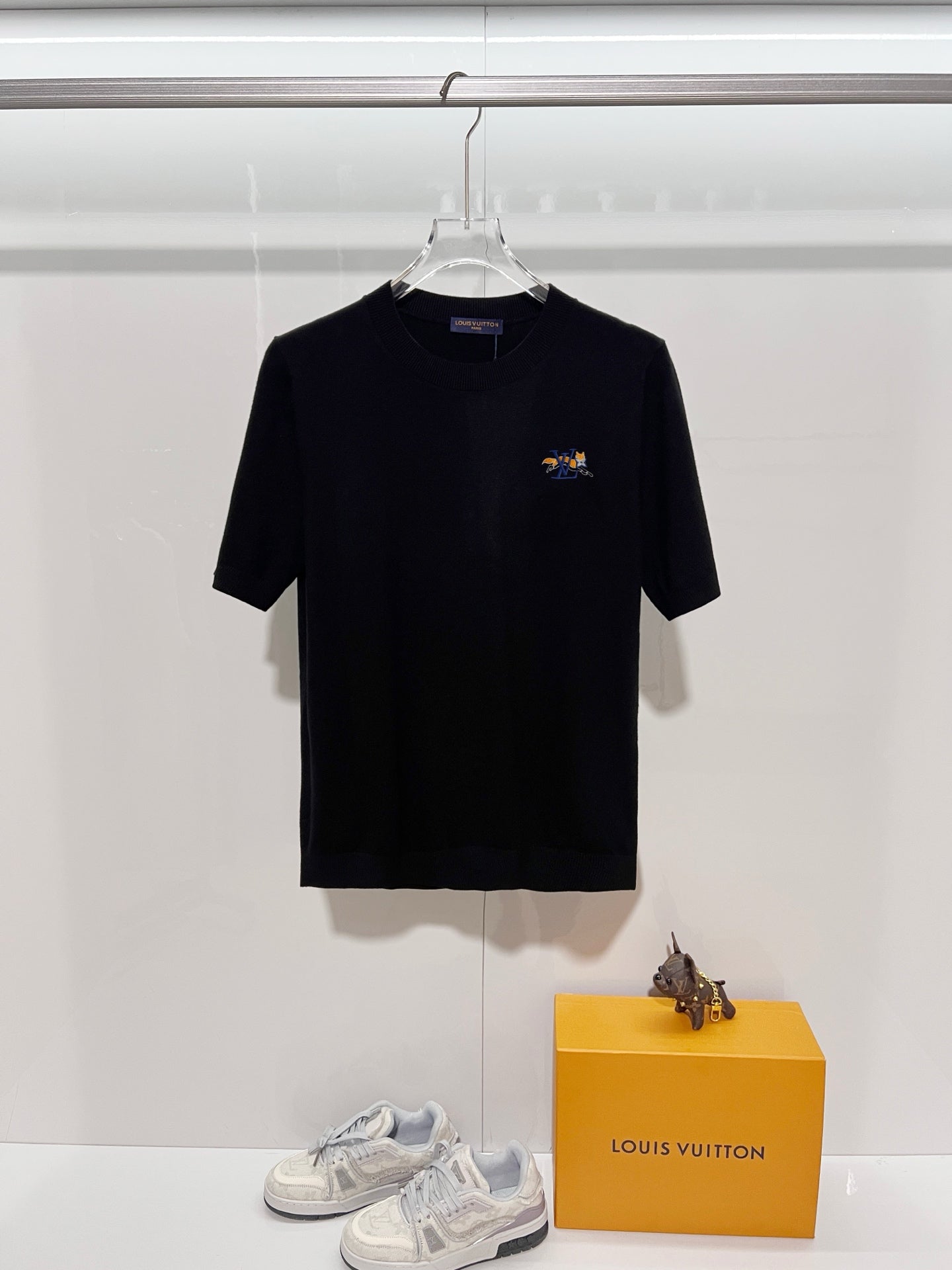 LV Embroidered Knitted Crew Neck T-Shirt
