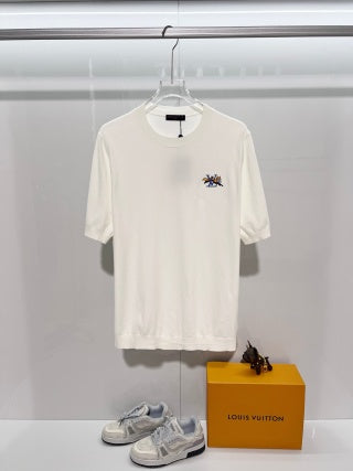 LV Embroidered Knitted Crew Neck T-Shirt